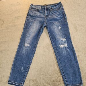 Judy Blue Distressed Relaxed Fit Jeans Size 31 Mid Rise Stretch Denim